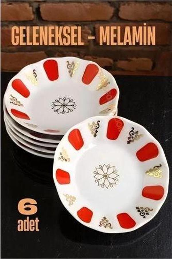 Turk Melamin Çay Tabağı 6 Adet Geleneksel Türk Çay Bardağı Altlığı - Image 1