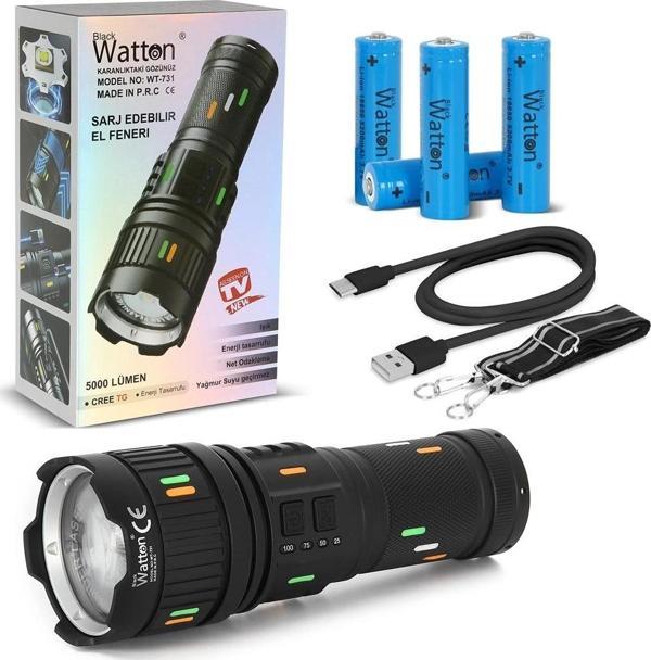 5000 Lümen Cree Tg Led Şarj Göstergeli El Feneri  Wt-731 - Image 1