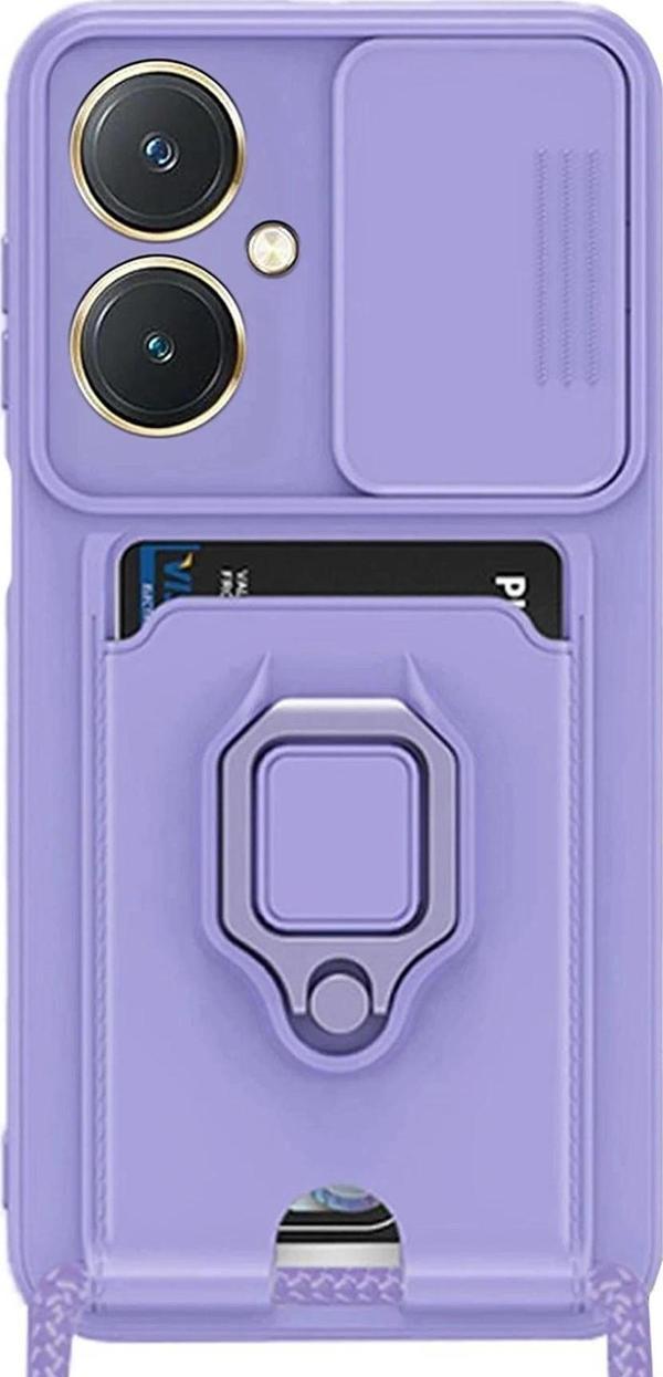 Vivo Y27 Kılıf Zuma Kartvizitli Yüzüklü Silikon - Lila-(5796) - Image 1