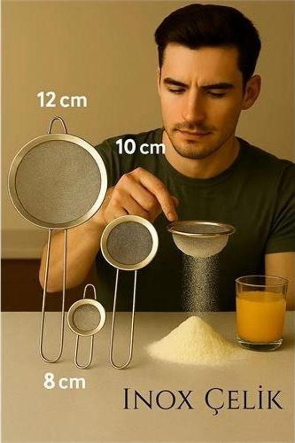 HSNET Inox Süzgeç Seti - 3 Boy Çok Amaçlı Süzgeç 304 Çelik Profesyoneller İçin - Image 1