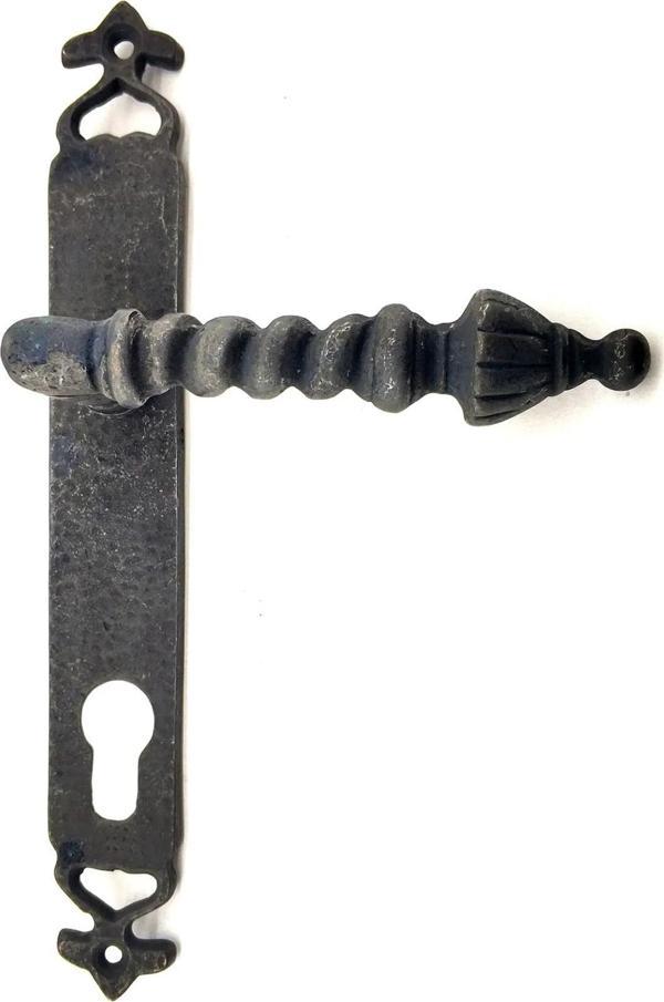 Antika Tarz Dekoratif Pirinç Burma Banyo Kapı Kolu - 247x35 Mm, Oksit - Image 1