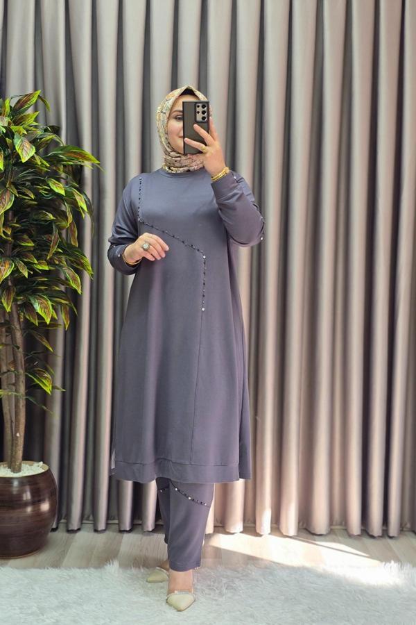 Kadın Tesettür Giyim Büyük Beden Mihra Pantolonlu İkili Takım  - Image 1