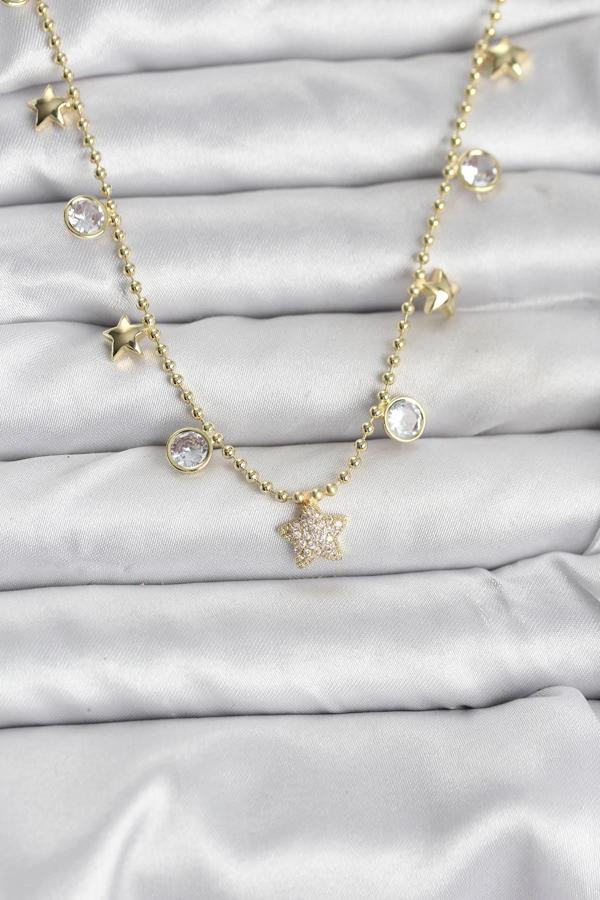 Pirinç Gold Renk Yıldız Model Kadın Kolye - Image 1