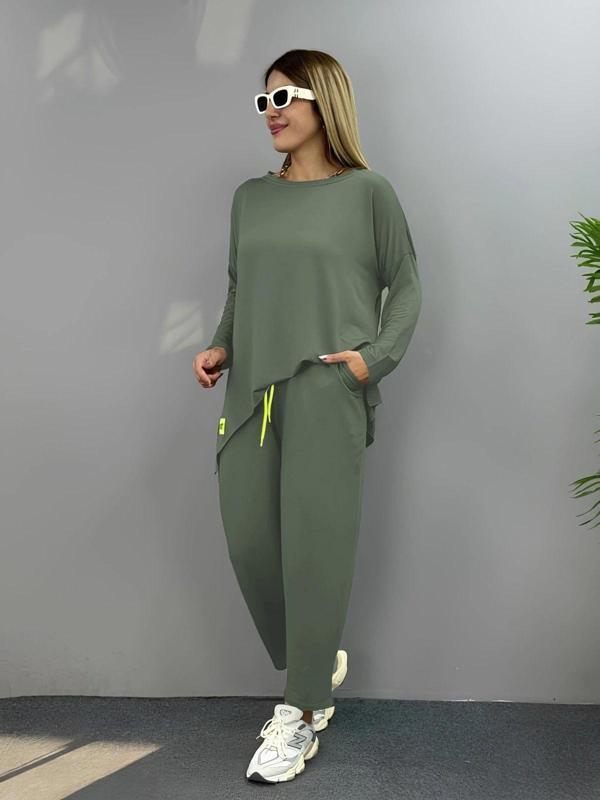 MDB Kadın Iki Iplik Viskon Pamuk Kumaş Arma Detaylı Ikili Takım - Image 1