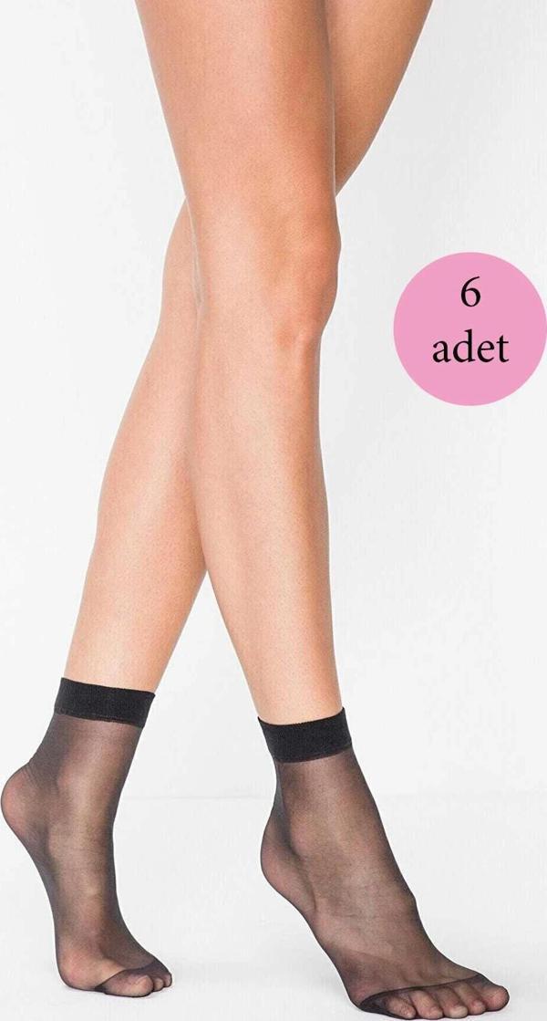 6 Adet Kadın Ten Süper 15 Mat Soket Çorap Siyah - Image 1