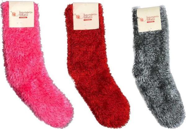 3 Adet Dikişsiz Tüylü Sıcak Tutan Ev Çorabı - Image 1