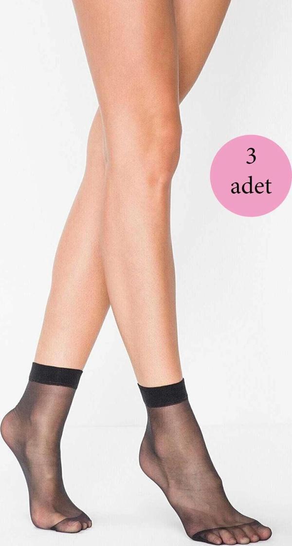 3 Adet Kadın Ten Süper 15 Mat Soket Çorap Siyah - Image 1