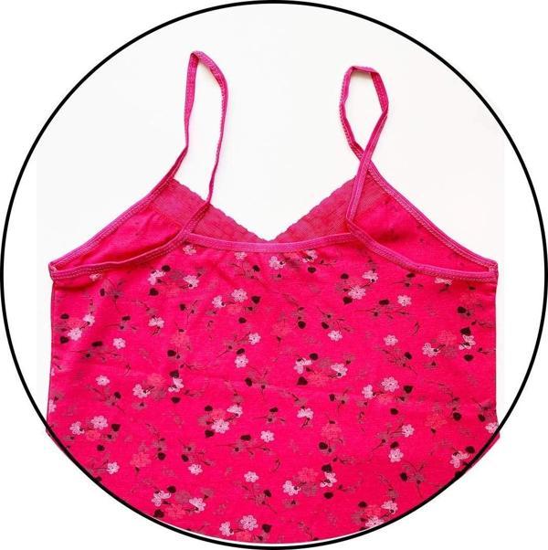 Kadın Askılı Desenli Atlet Dantelli Empirme Pamuklu Penye D9 - Image 1