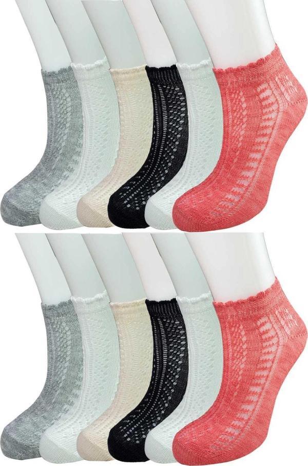 12 Adet Örgü İşlemeli Kadın Fantezi Bilek Çorap - Image 1