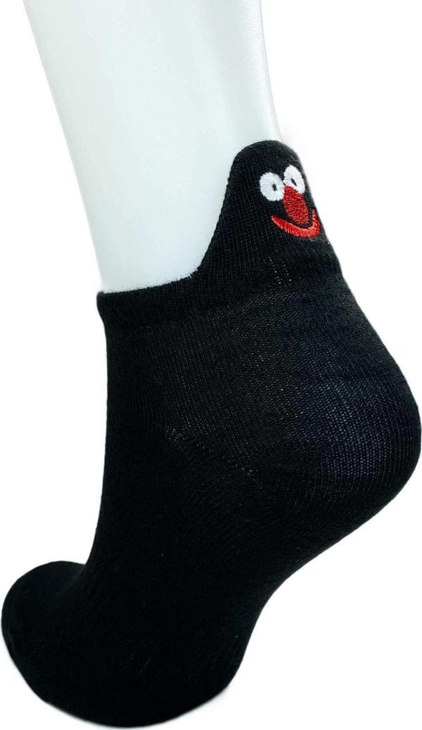 6 Çift Emoji Desen Nakış Baskılı Kadın Pamuklu Bilek Çorap - Image 1