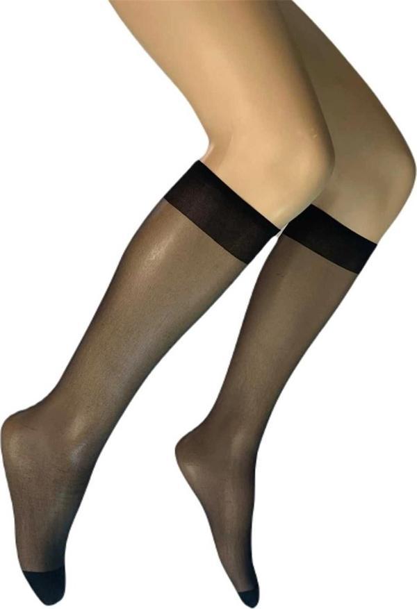 Parlak Dizaltı Kadın Çorap 15 Denye Siyah 500 - Image 1