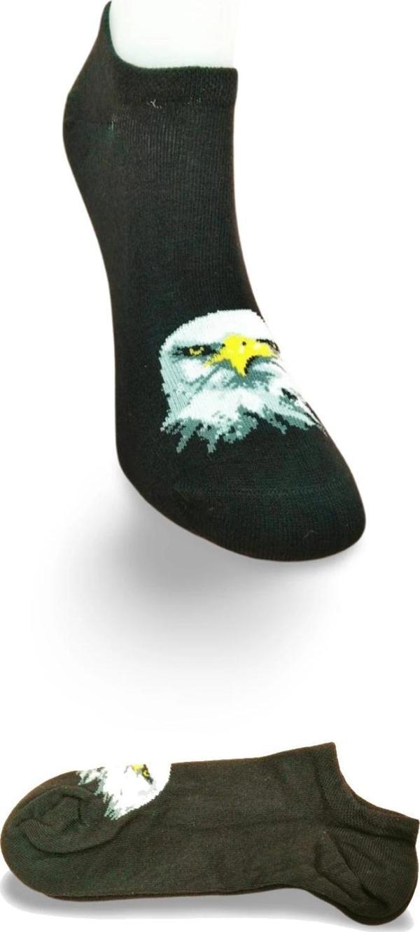Siyah Beyaz Kartal Desenli Sportif Unisex  Kısa Bilek Çorap Yazlık 1 Çift - Image 1