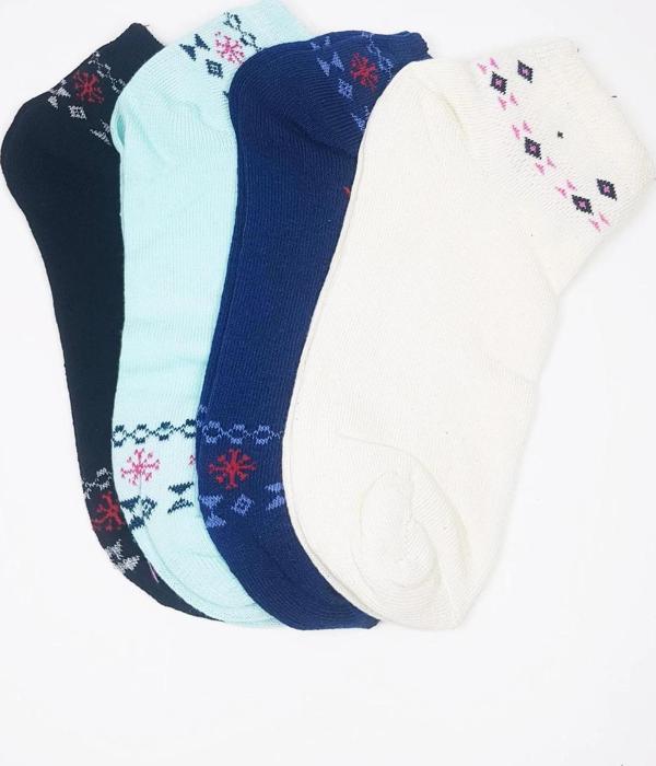 Kadın Bilek Çorap Yazlık Pamuklu Yumuşak Düz Renk 4 Çift - Image 1