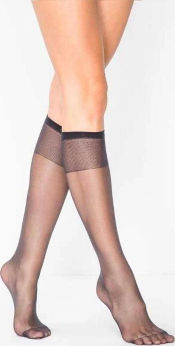 Kadın Diz Altı Parlak Fit 15 Denye Çorap Siyah - Image 1