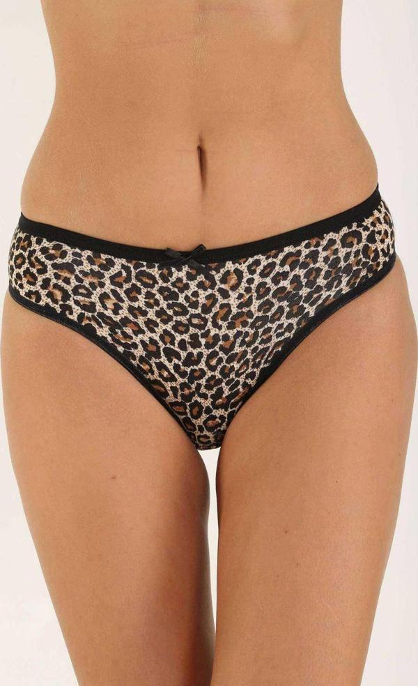 7 Adet Leopar Desenli Likralı Yumuşak Dokulu Kadın Slip Külot - Image 1