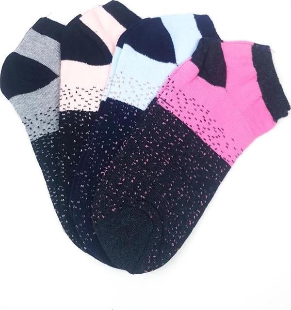 Kadın Bilek Çorap Yazlık Pamuklu Yumuşak Nokta Desen 4 Çift - Image 1