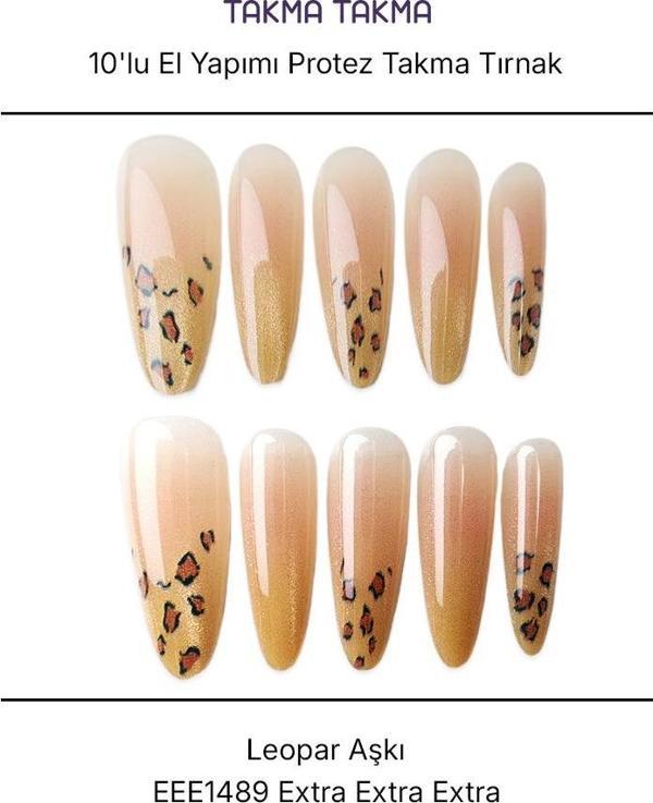 10'lu Ten Rengi  Extra Extra Extra EEE1489 Tekrar Kullanılabilir El Yapımı Protez Takma Tırnak Ten Rengi-S - Image 1