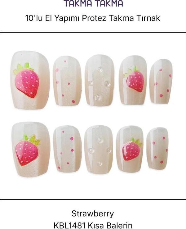 10'lu Ten Rengi Kısa Balerin  KBL1481 Tekrar Kullanılabilir El Yapımı Protez Takma Tırnak Ten Rengi-M - Image 1