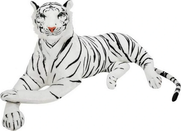 Peluş Yatan Beyaz Kaplan 130 cm - Image 1