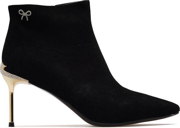 Kadın Taş Detaylı İnce Topuk Bot 25k 25k417 Z Siyah - Image 1