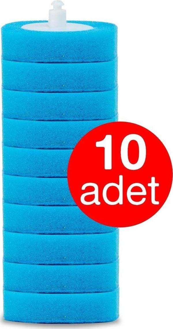 Kullan At Süngerli Tuvalet Temizleme Fırçası Yedek Başlığı 10 Adet Pratik Hijyenik Tuvalet Temizlik Süngeri - Image 1
