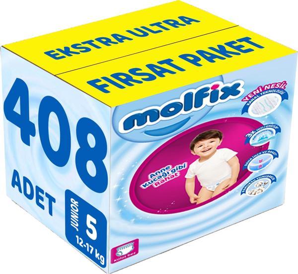 Molfix Külot Bebek Bezi Beden:5 (12-17KG) Junior 408 Adet Ekstra Ultra Fırsat Pk - Image 1