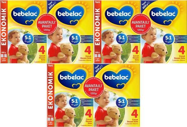 Bebelac 1200GR (800GR+400GR) No:4 Devam Sütü (1+ Yaş) Avantaj Pk (3 Lü Set) - Image 1