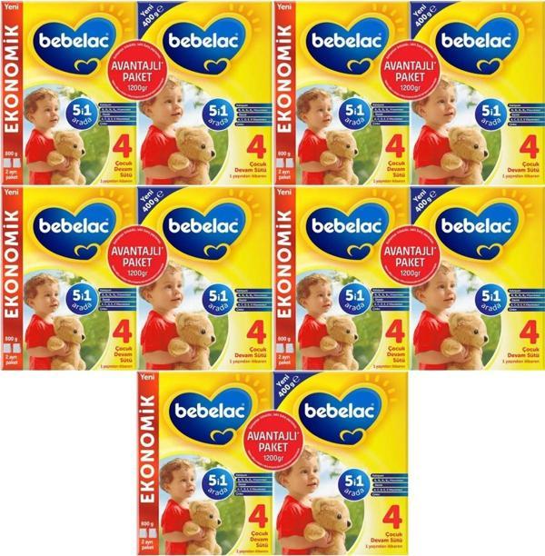 Bebelac 1200GR (800GR+400GR) No:4 Devam Sütü (1+ Yaş) Avantaj Pk (5 Li Set) - Image 1