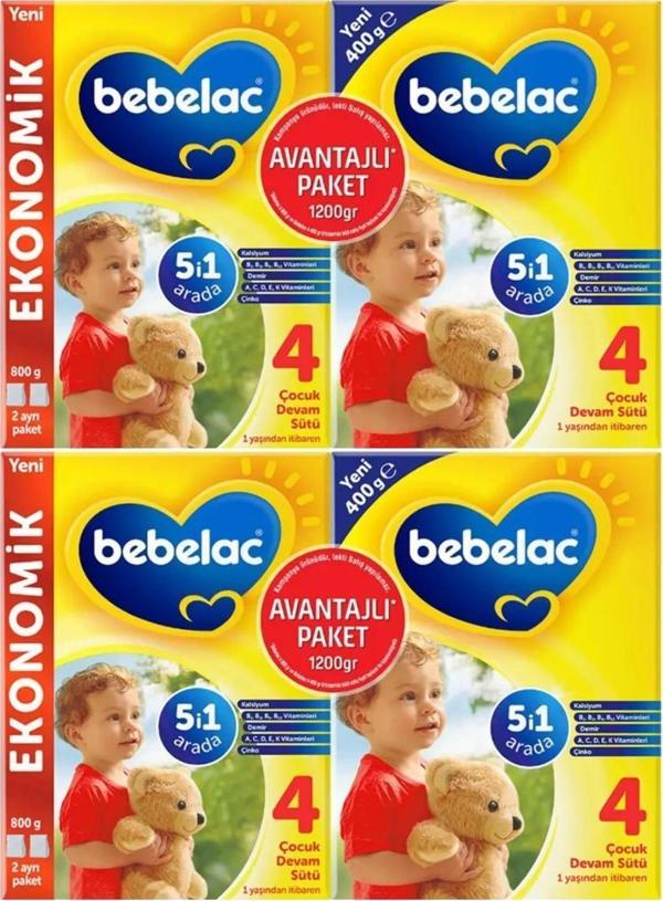 Bebelac 1200GR (800GR+400GR) No:4 Devam Sütü (1+ Yaş) Avantaj Pk (2 Li Set) - Image 1