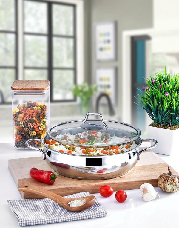 Polochef Paslanmaz Çelik Basık Pilav Tencere 24 Cm - Image 1