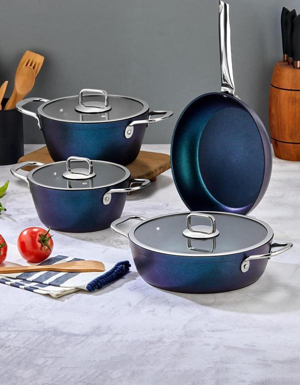 Polochef Quatro Döküm Granit 7 Parça Tencere Ve Tava Seti Mor - Image 1