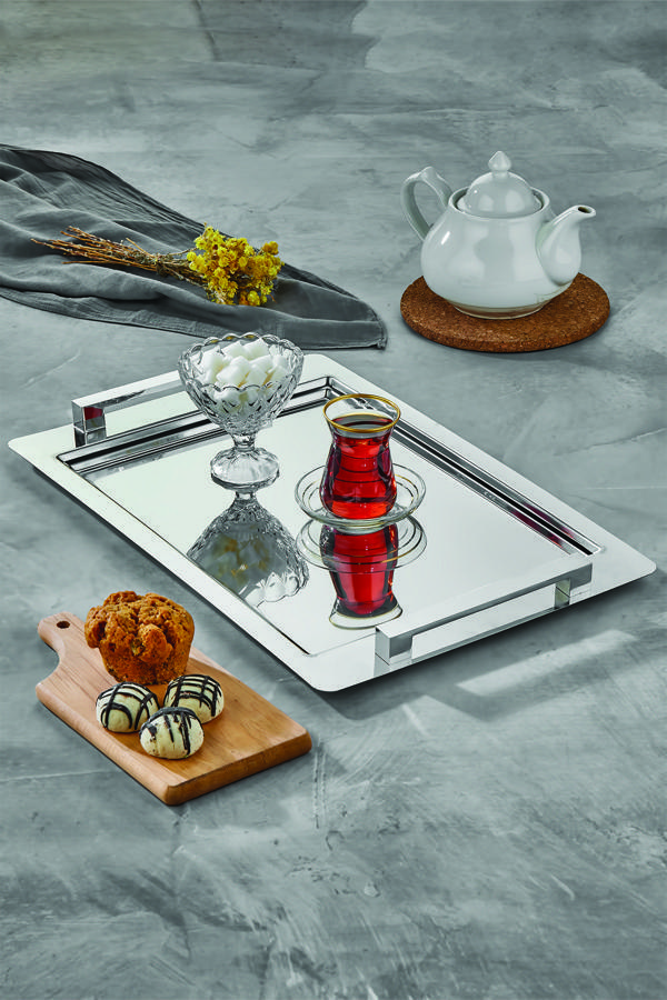 Polochef Köprü Çay Kahve Sunum Tepsisi Paslanmaz Çelik - Image 1