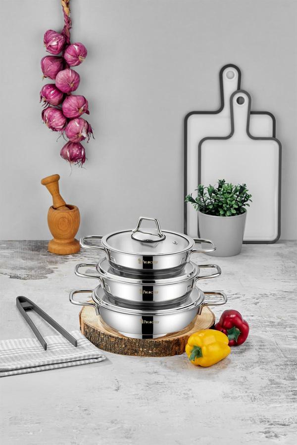 Polochef Paslanmaz Çelik Sahan Seti Silver Saplı 6 Parça - Image 1