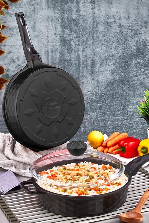 Polochef Derin Döküm Granit Yardımcı Kulplu Tava 28 Cm - Image 1