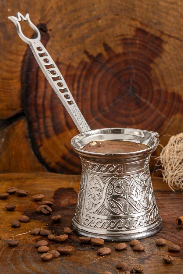 Polochef Zamak 3 Döküm Kahve Cezvesi Gümüş Renk 140 Ml. 2-3 Kişilik - Image 1