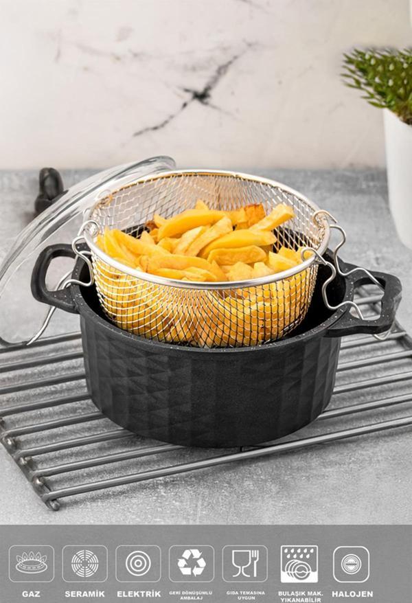 Polochef Döküm Granit Kızartma Tenceresi Fritöz 24Cm - Image 1