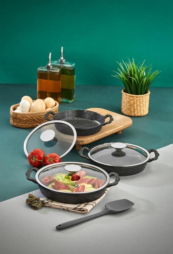 Polochef Kristal Sahan Seti Döküm Granit 3'Lü - Image 1