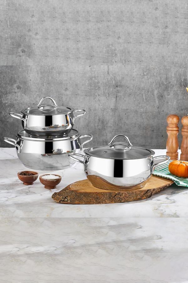 Polochef Pro Line 18/10 Paslanmaz Çelik Tencere Seti 6 Parça Silver - Image 1