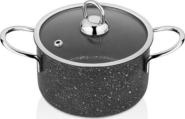 Polochef Hilal Döküm Granit Mini Tencere 14 Cm Kapaklı Siyah İndüksiyonlu - Image 1