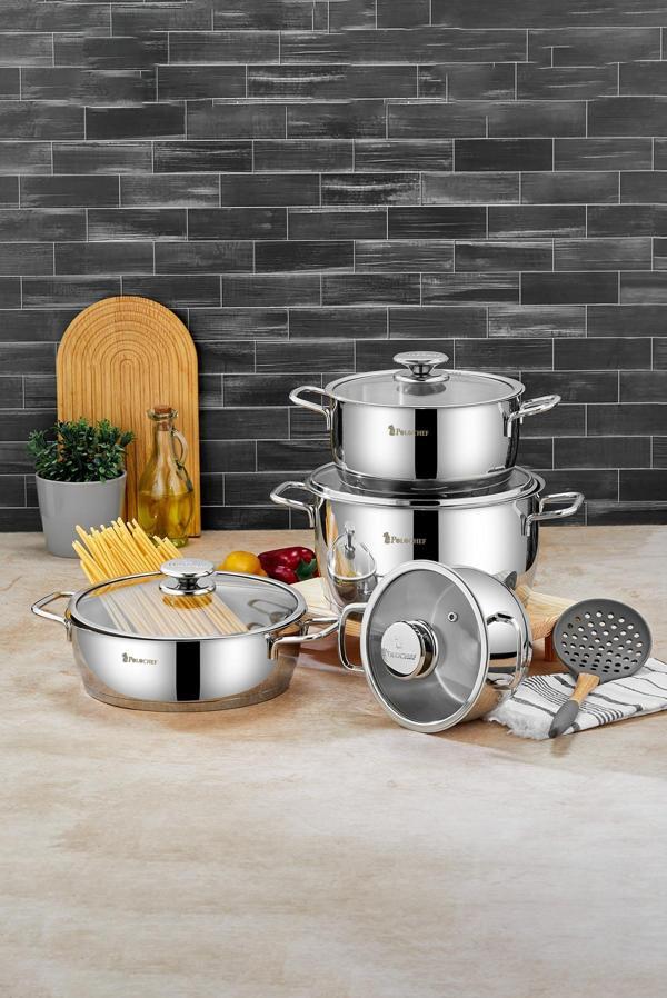 Polochef Vistal 18/10 Paslanmaz Çelik Tencere Seti 8 Parça - Image 1