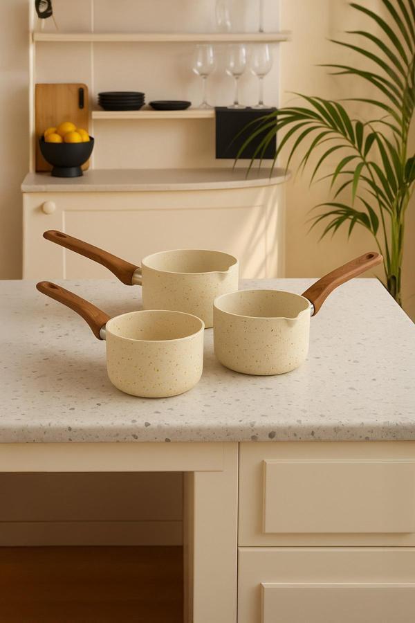 Polochef Lufian Granit Lüks Sütlük Ahşap Saplı 3'Lü - Image 1