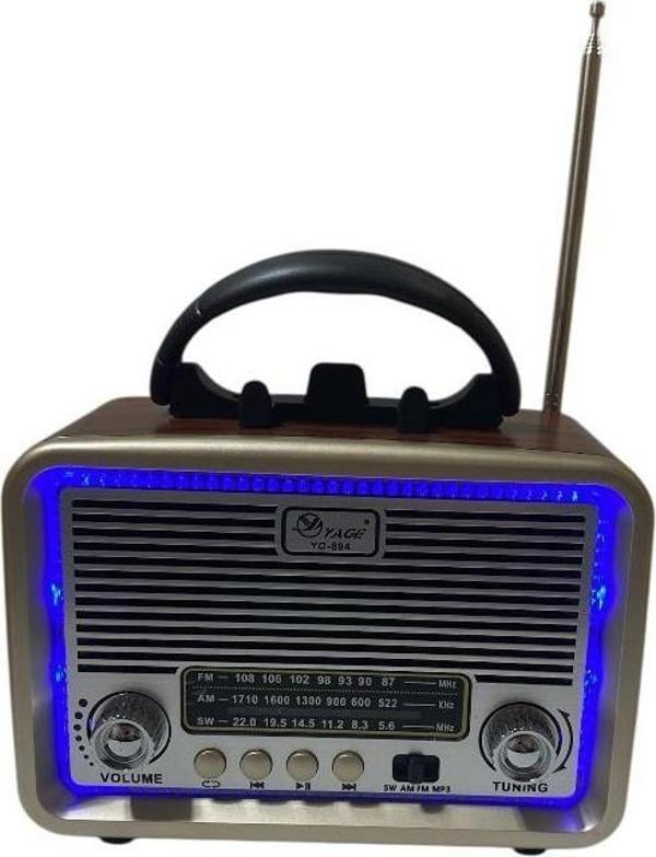 3 Bant Nostajik Usb Bluetooth Ledli Radyo 3914 - Image 1