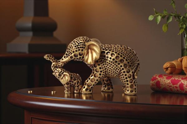 Lüks İskandinav Tasarım Anne Yavru Fil Şeklinde Heykel Biblo Sevgiliye Hediye Ev Ofis Hediyesi 11 cm - Image 1