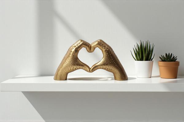 Lüks İskandinav Tasarım Kalp Şeklinde El Heykel Biblo | Sevgiliye Hediye Yeni Ev Ofis Hediyesi 11 cm - Image 1