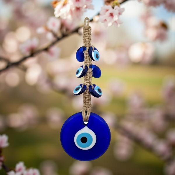 Lüks Makrome Hasır İşlemeli Büyük Nazar Boncuğu Duvar ve Kapı Süsü Dekoratif Ev Ofis Hediyesi Mdl: 1 - Image 1