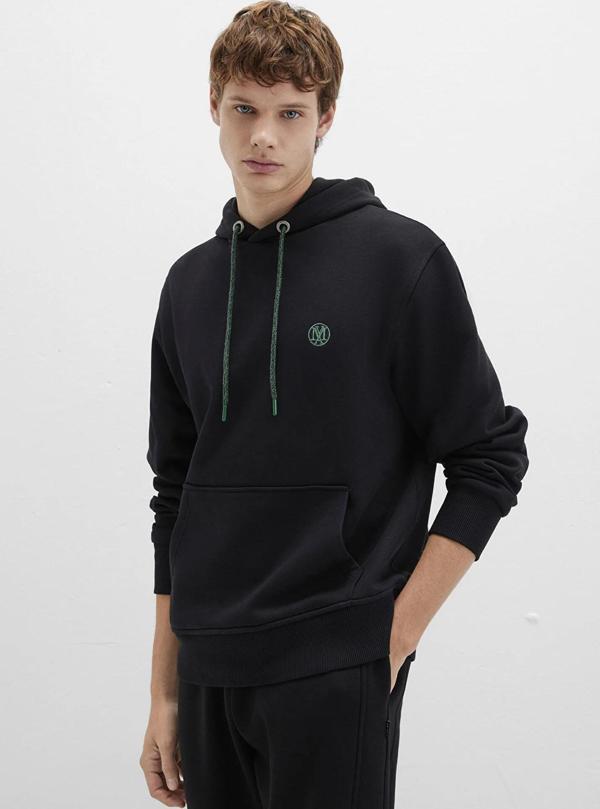 Mavi Erkek Logo Nakışlı Kapüşonlu Sweatshirt M065809 Siyah - Image 1