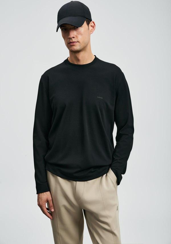 Lufian Erkek Vıctor Bisiklet Yaka Uzun Kollu T-Shirt 112020056 Siyah - Image 1