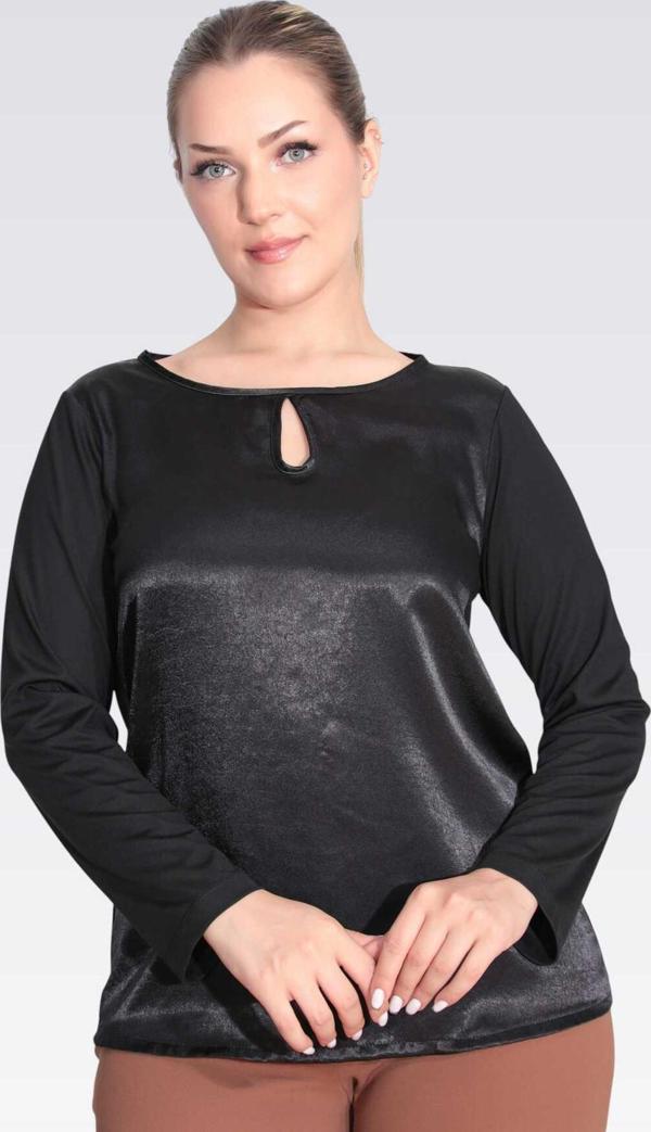 Tolga Saraçoğlu Kadın Saten Garnili Damla Yaka Örme Bluz 11049 Siyah - Image 1