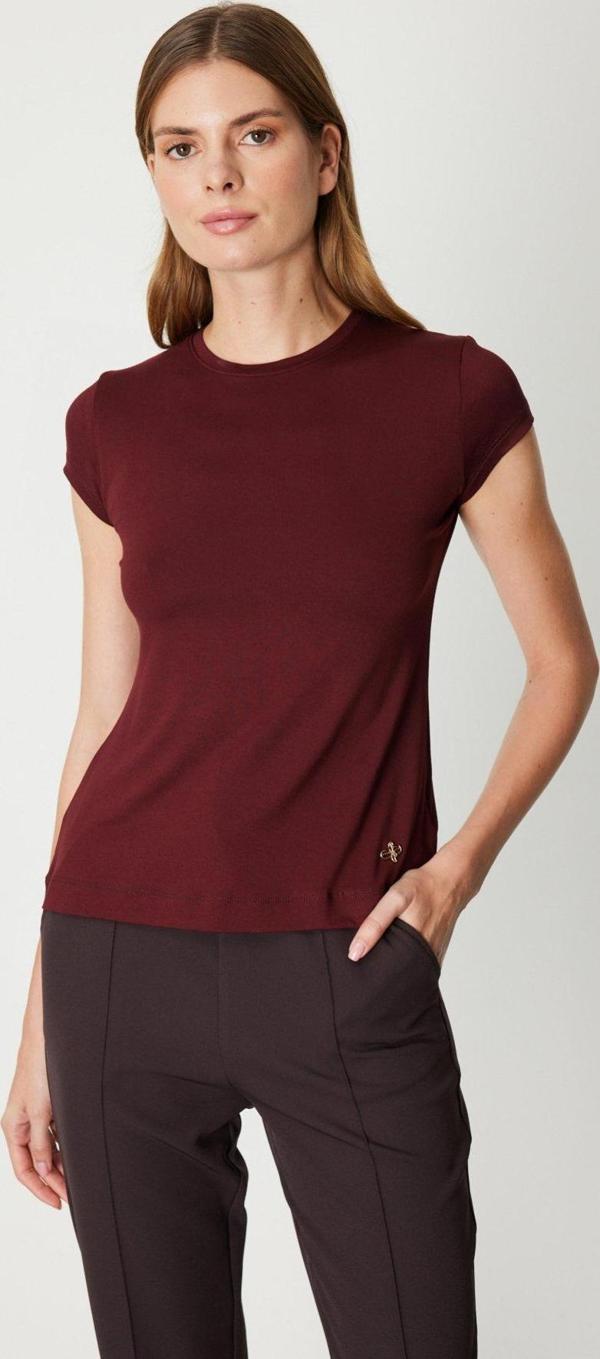 On Kadın Sıfır Yaka Ay Kol Basic Bluz 61302 Bordo - Image 1