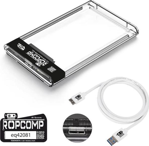 Ropcomp 2.5" USB 3.0 Sata Harici Harddisk Kutusu Şeffaf - Image 1